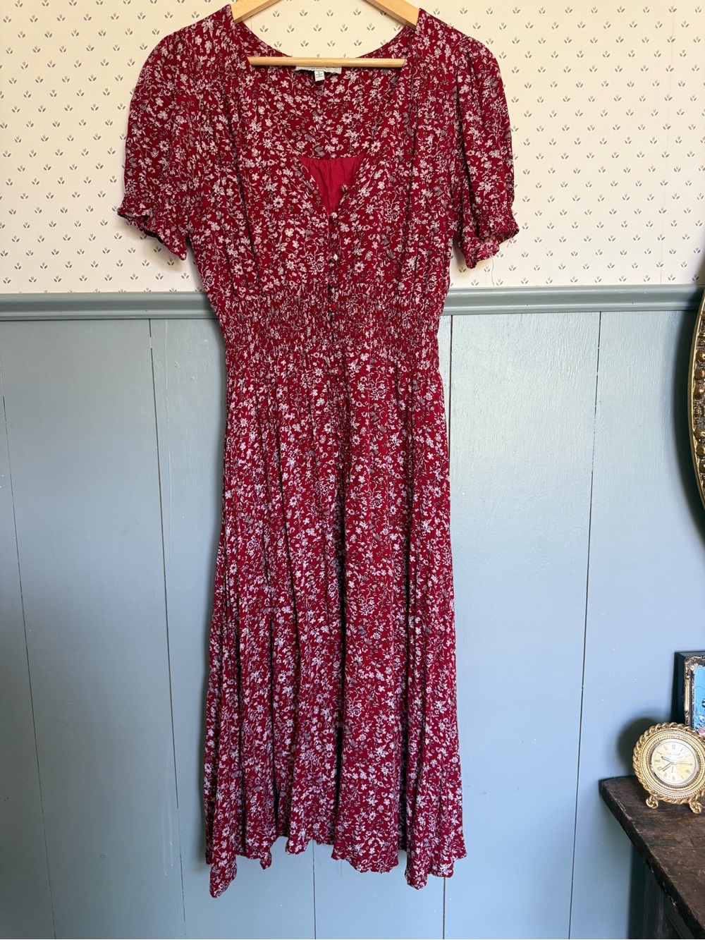 Hayden Red Floral Short-Sleeve Midi Dress